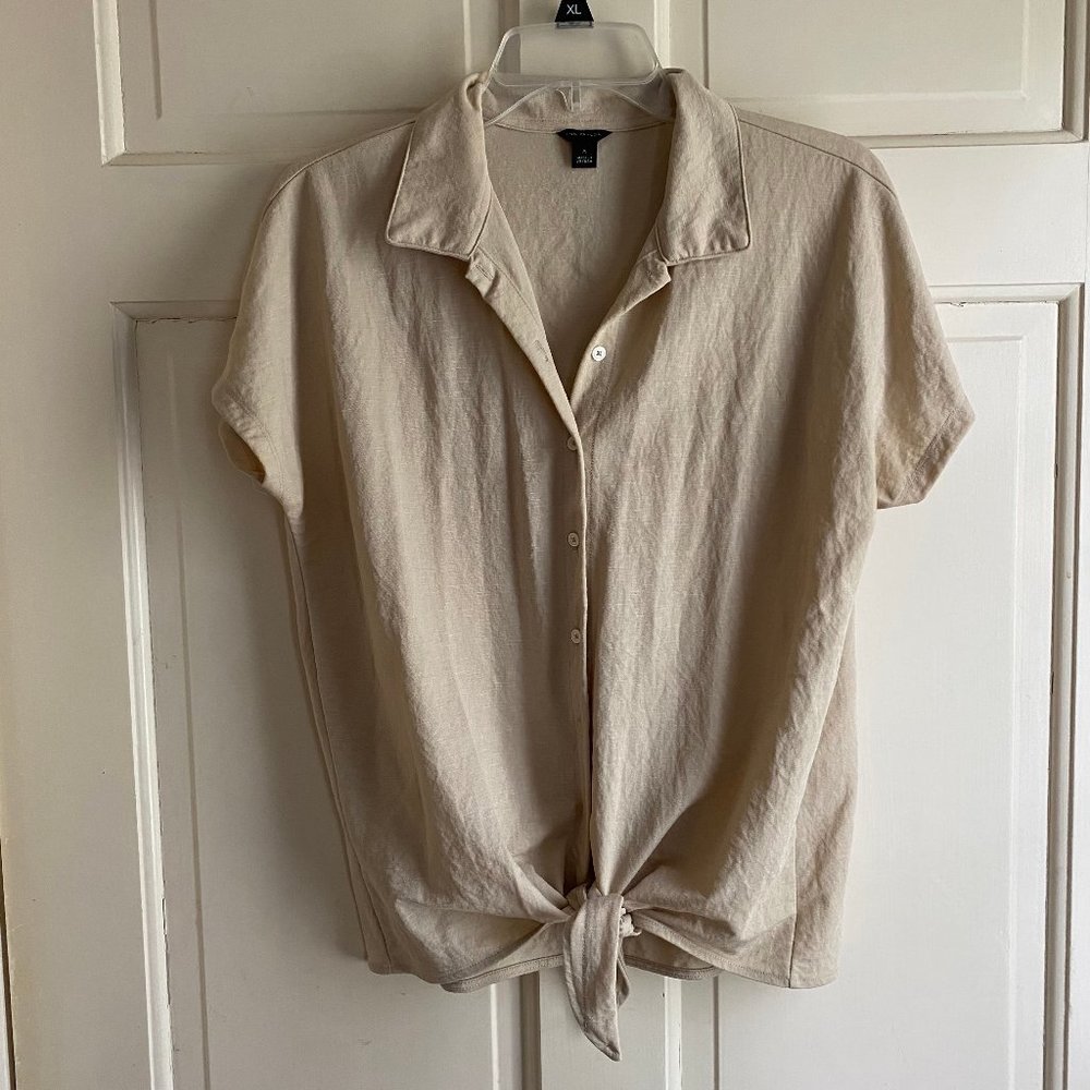 Womens' Ann Taylor Tan Tie Blouse Size Medium